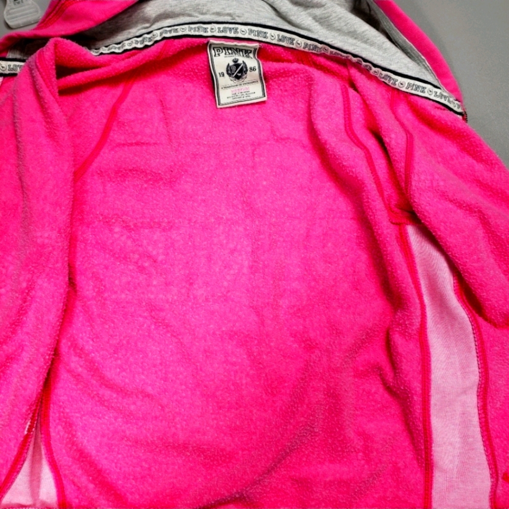 Pink Victoria's secret full zip hoodie is medium